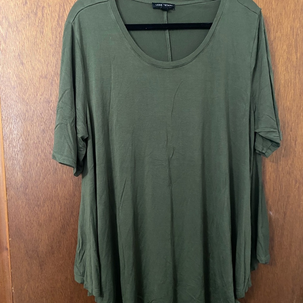 Lane Bryant Olive Green Short Sleeve Top